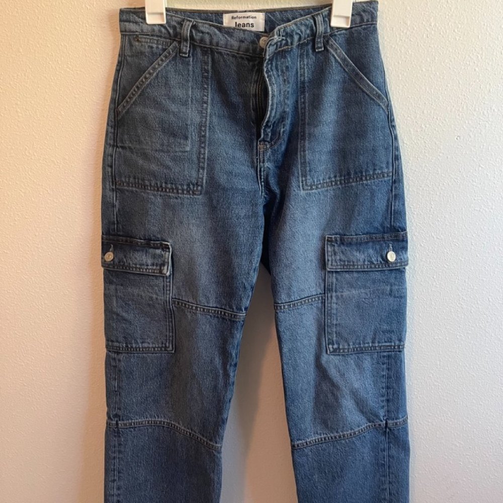 Mckenna Mid Rise Slouch Cargo Jeans - 27